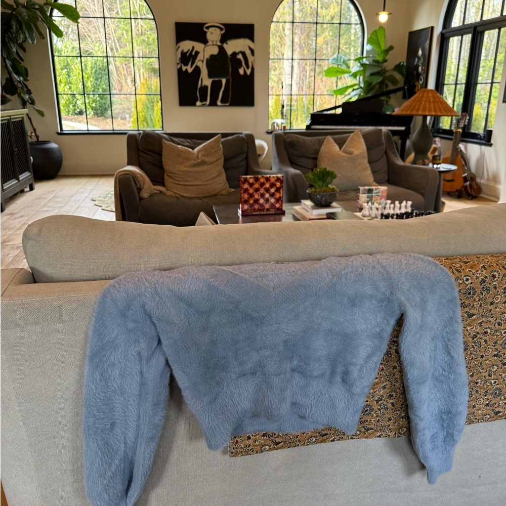 Aritzia Blue Fuzzy Sweater - Picture 6 of 8